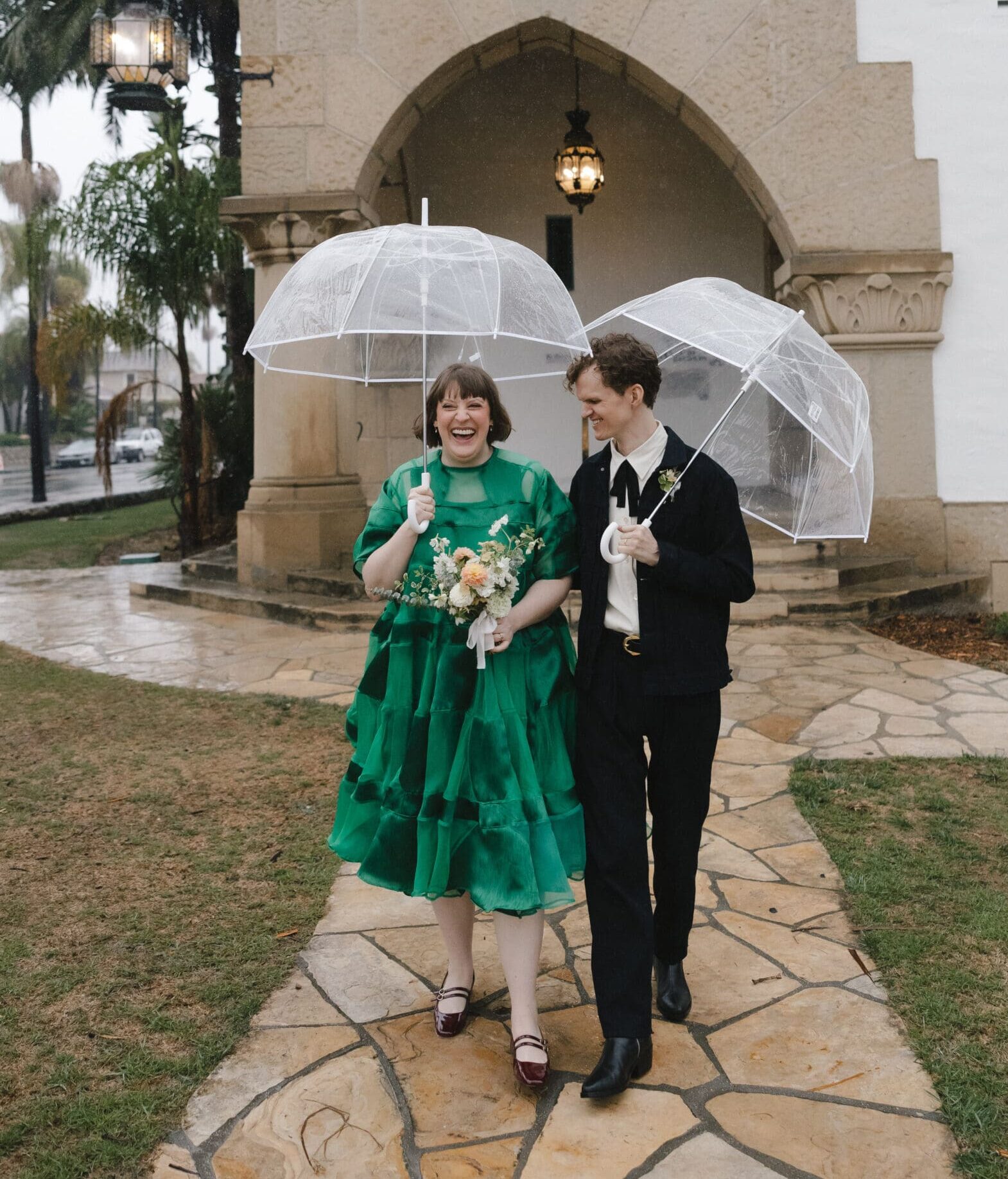 Rainy Santa Barbara Courthouse elopement