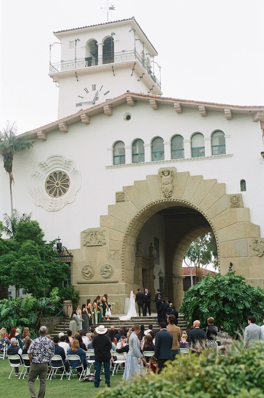 Santa Barbara courthouse wedding photographed on 35mm film